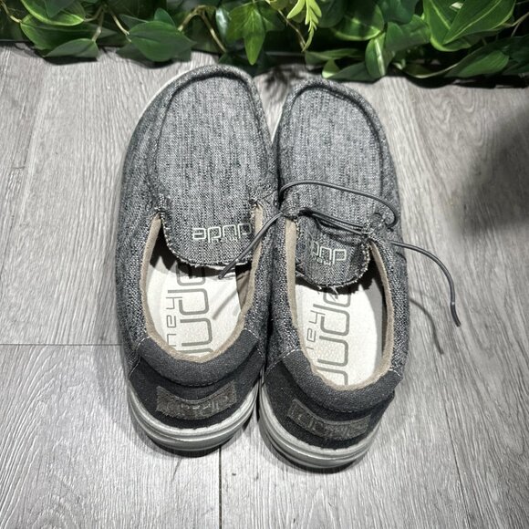 Hey Dude Mens Wally Woven Sneakers Shoes Slip On Gray Carbone Size 10 main image 9